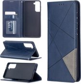 Voor Samsung Galaxy S21 + 5G Rhombus Texture Horizontale Flip Magnetische Leren Case met Houder & Kaartsleuven (Blauw)