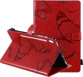Geperst afdrukken Vlinderpatroon Horizontale flip lederen tas met houder & kaartsleuven & portemonnee & slaap- / wekfunctie voor Samsung Galaxy Tab S6 T860 (rood)