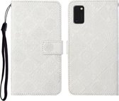 Voor Samsung Galaxy A41 etnische stijl reliëf patroon horizontale flip lederen tas met houder & kaartsleuven & portemonnee & lanyard (wit)