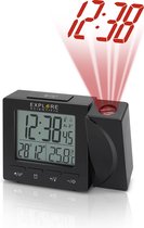 Explore Scientific RDP1001S radio gestuurde digitale projectiewekker | Groot display | Dag - Datum aanduiding | Thermometer | Inclusief adapter voor continue projectie | Zwart