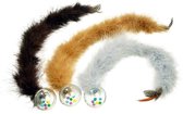 Kattenspeeltje Bal met Ratel en Verenstaart - - - 5 x 5 x 45 cm
