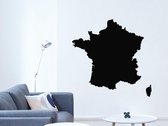 HOUTEN WANDDECORATIE / WOODEN WALL DECORATION - MUURDECORATIE / WALL ART - LANDKAART FRANKRIJK / COUNTRY MAP FRANCE - 33 x 32cm - ZWART / BLACK - WANDFIGUUR FRANCE - ECHT HOUT - RE