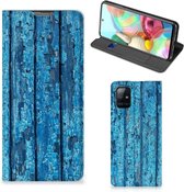 Telefoonhoesje Geschikt voor Samsung Galaxy A71 Magnet Case Wood Blue