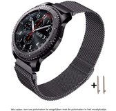 Milanees Stalen horlogebandje - Universeel 22mm - Zwart - Magneetsluiting