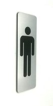 Deurbordje - WC bordje - WC - Toiletbord - Bordje - RVS Look - Pictogram - Heren - Man - Zelfklevend - 150 mm x 50 mm x 1,6 mm - 5 Jaar Garantie