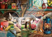 Legpuzzel - Gibsons- slapende kat in schuur- 500 extra grote puzzelstukken - oudere/slechtziende