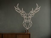 HOUTEN WANDDECORATIE / WOODEN WALL DECORATION - GEOMETRISCHE MUURDECORATIE / GEOMETRIC WALL ART - HERTENKOP (SYMMETRISCH) / DEER HEAD (SYMMETRIC) - 45 x 45cm - LICHT HOUT / NATURAL