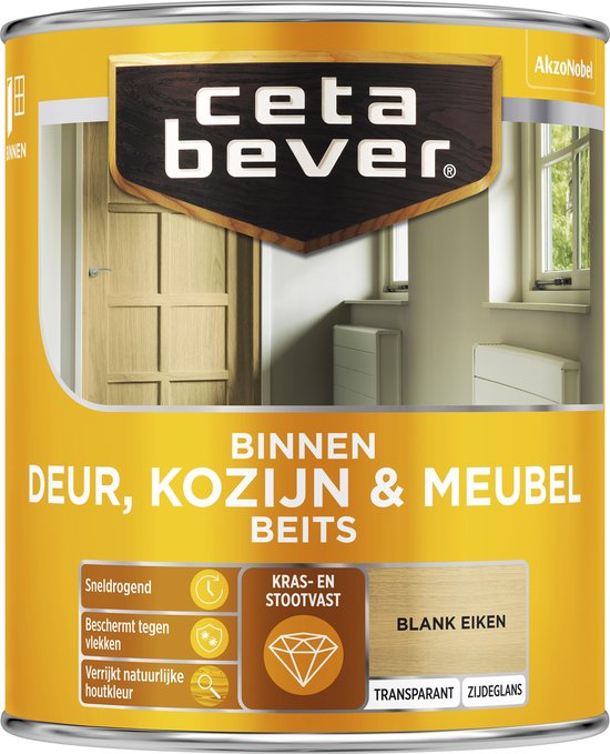 CetaBever Binnenbeits Deur & Kozijn Beits - Zijdeglans - Blank Eiken - 750  ml | bol.com