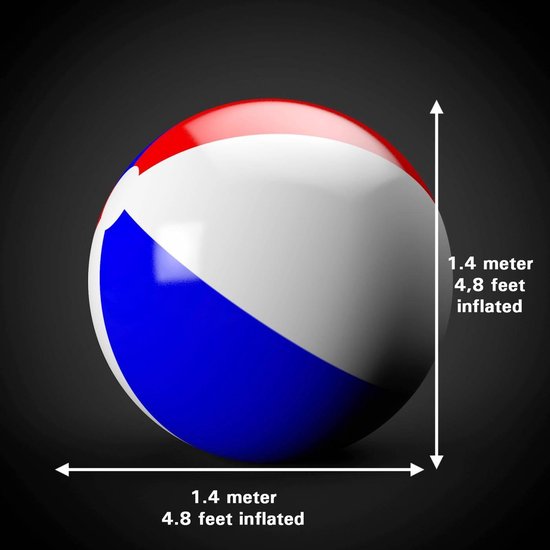 Grand ballon de plage gonflable 1,4 mètre de couleurs gonflées rouge / Wit/  Blauw
