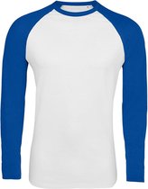 SOLS Heren Funky Contrast T-Shirt met lange mouwen (Wit/royaal blauw)