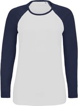 SOLS Dames/dames Melkachtig Contrast T-Shirt met lange mouwen (Witte/franse marine)