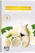 Aura - Geur Theelichtjes / Geurkaarsen / Waxinelichtjes / Scented Candles - Blooming Jasmine/Bloeiende Jasmijn - Zoete geur - 1 doosje met 6 waxinelichtjes