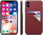 Voor iPhone X / XS Denior V1 luxe auto koeienhuid lederen beschermhoes met dubbele kaartsleuven (donkerrood)