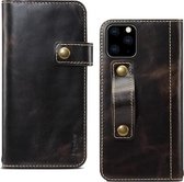 Voor iPhone 11 Denior Oil Wax Koeienhuid DK Magnetische Knop Horizontale Flip Leren Case met Houder & Kaartsleuven & Portemonnee (Zwart)