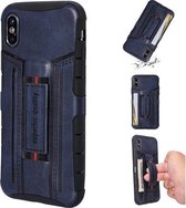 Voor iPhone XS / X Four-Corner Shockproof Paste Skin TPU beschermhoes met kaartsleuven (blauw)