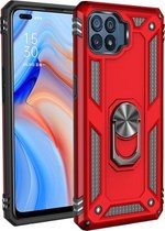 Voor OPPO Reno4 Lite schokbestendige TPU + pc-beschermhoes met 360 graden roterende houder (rood)