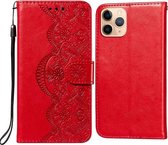 Flower Vine Embossing Pattern Horizontale Flip Leather Case met Card Slot & Holder & Wallet & Lanyard Voor iPhone 11 Pro Max (Red)