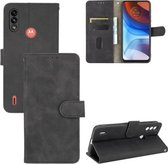 Voor Motorola Moto E7 Power Effen Kleur Huidgevoel Magnetische Gesp Horizontale Flip Kalftextuur PU Lederen Case met Houder & Kaartsleuven & Portemonnee (Zwart)