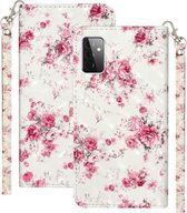 Voor Samsung Galaxy A72 5G 3D-patroon Horizontale Flip PU lederen tas met houder & kaartsleuven & portemonnee (Rose Flower)