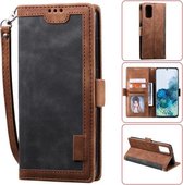 Voor Galaxy S20 Plus Retro splicing horizontale flip lederen tas met kaartsleuven & houder & portemonnee (grijs)