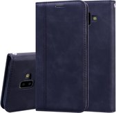 Voor Samsung Galaxy J6 Plus (2018) Frosted Business Magnetische Horizontale Flip PU lederen tas met houder & kaartsleuf & lanyard (zwart)