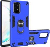 Voor Samsung Galaxy S10 Lite / A91 / M80s 2 in 1 Armor Series PC + TPU beschermhoes met ringhouder (donkerblauw)