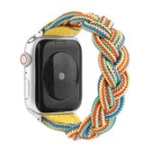 Elastische geweven horlogeband voor Apple Watch Series 6 & SE & 5 & 4 44 mm / 3 & 2 & 1 42 mm, lengte: 120 mm (geel groen oranje)
