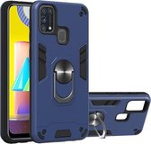 Voor Samsung Galaxy M31 2 in 1 Armor Series PC + TPU beschermhoes met ringhouder (koningsblauw)