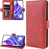 Voor Huawei Honor 9X Pro Dubbele gesp Crazy Horse Zakelijke mobiele telefoon Holster met kaart Portemonnee Beugelfunctie (rood)