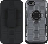 Voor Huawei Y5 Prime (2018) 3 in 1 Cube PC + TPU beschermhoes met 360 graden draaien zwarte ringhouder (grijs)