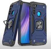 Voor Xiaomi Redmi Note 8 Magnetisch pantser Schokbestendig TPU + pc-hoesje met metalen ringhouder (blauw)