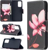 Voor Samsung Galaxy A52 5G Gekleurde Tekening Patroon Horizontale Flip Leren Case met Houder & Kaartsleuven & Portemonnee (Lotus)