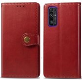 Huawei Honor 30 Pro Retro effen kleur lederen gesp telefoonhoes met lanyard & fotolijst & kaartsleuf & portemonnee & standaardfunctie (rood)