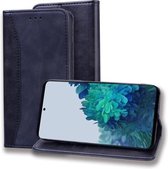 Voor Samsung Galaxy S21 Ultra 5G Zakelijke stiksels Horizontale flip lederen tas met dubbele vouw & beugel & kaartsleuven & fotolijst & portemonnee (zwart)