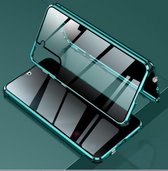 Voor Samsung Galaxy S21 5G Vierhoek schokbestendig Anti-gluren magnetisch metalen frame Dubbelzijdig gehard glazen omhulsel (groen)