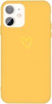 Voor iPhone 11 Golden Love-heart Pattern Colorful Frosted TPU telefoon beschermhoes (geel)