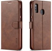Voor Galaxy A40 LC.IMEEKE Horizontale lederen flip-hoes met kalfsleer, met houder en kaartsleuven en portemonnee (bruin)