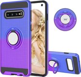 Voor Galaxy S10 2 in 1 pc + TPU beschermhoes met 360 graden roterende ringhouder (blauw paars)