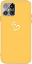 Three Dots Love-heart Pattern Frosted TPU beschermhoes voor iPhone 12 Pro Max (geel)