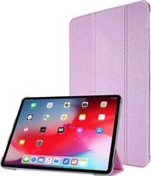 Zijdestructuur horizontale flip magnetische PU lederen tas met drievoudige houder en slaap- / wekfunctie voor iPad Air (2020) 10.9 (lichtpaars)