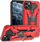 Voor iPhone 11 Pro Max Armor Knight Series 2 in 1 PC + TPU beschermhoes met ringhouder (rood)