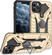 Voor iPhone 11 Pro Armor Knight Series 2 in 1 PC + TPU beschermhoes met ringhouder (goud)