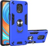 Voor Geschikt voor Xiaomi Redmi Note 9S / Note 9 Pro / Note 9 Pro Max 2 in 1 Armor Series PC + TPU beschermhoes met ringhouder (donkerblauw)