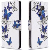 Voor LG K51 Gekleurde tekening patroon Horizontale flip lederen tas met houder & kaartsleuven & portemonnee (vlinders)
