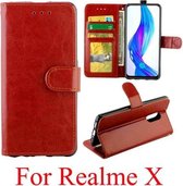 Voor OPPO Realme X Crazy Horse Texture Horizontale flip lederen tas met houder & kaartsleuven & portemonnee & fotolijst (bruin)