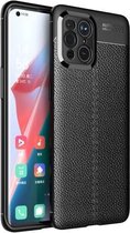 Voor OPPO Find X3 Litchi Texture TPU schokbestendig hoesje (zwart)