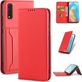 Voor Samsung Galaxy A81 Sterk magnetisme Schokbestendig Horizontaal Flip Liquid Feel lederen tas met houder & kaartsleuven & portemonnee (rood)