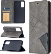 Voor Samsung Galaxy S20 FE 5G / S20 Lite Rhombus Texture Horizontale Flip Magnetische Leren Case met Houder & Kaartsleuven (Grijs)
