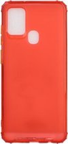 Voor Samsung Galaxy A21s Kleurknop Doorschijnend Frosted TPU Vierhoekig Airbag Schokbestendig Hoesje (Oranje)