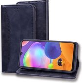 Voor Samsung Galaxy A31 Business Stitching Horizontale flip lederen tas met dubbele vouw & beugel & kaartsleuven & fotolijst & portemonnee (zwart)